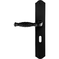 GPF6225.60L/R smeedijzer zwarte deurkruk Tuli op schild BB56 238x41x4mm, links-/rechtswijzend