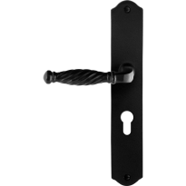 GPF6225.60L/R smeedijzer zwarte deurkruk Meri op schild PC55 238x41x4mm, links-/rechtswijzend