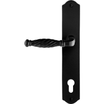 GPF6225.60L/R smeedijzer zwarte deurkruk Tuli op schild PC92 238x41x4mm, links-/rechtswijzend