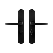 GPF6230.60 smeedijzer zwarte deurkruk Eno op schild WC57/5, 238x41x4mm