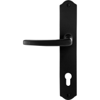 GPF6230.60L/R smeedijzer zwarte deurkruk Eno op schild PC85 238x41x4mm, links-/rechtswijzend