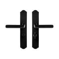 GPF6235.60 smeedijzer zwarte deurkruk Ilo op schild WC55/8, 238x41x4mm