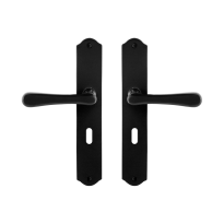 GPF6240.60 smeedijzer zwarte deurkruk Paju op schild BB56, 238x41x4mm