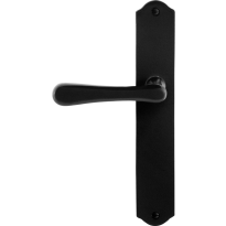 GPF6240.60L/R smeedijzer zwarte deurkruk Paju op schild 238x41x4mm, links-/rechtswijzend