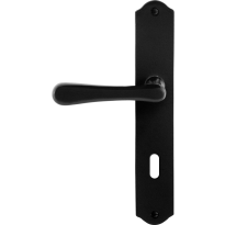 GPF6240.60L/R smeedijzer zwarte deurkruk Paju op schild BB72 238x41x4mm, links-/rechtswijzend