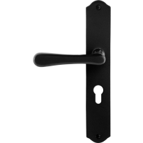 GPF6240.60L/R smeedijzer zwarte deurkruk Paju op schild PC55 238x41x4mm, links-/rechtswijzend