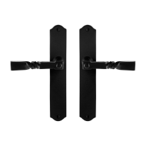 GPF6245.60 smeedijzer zwarte deurkruk Nokka op schild, 238x41x4mm
