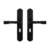 GPF6245.60 smeedijzer zwarte deurkruk Nokka op schild BB56, 238x41x4mm