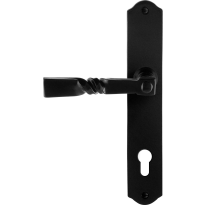 GPF6245.60L/R smeedijzer zwarte deurkruk Nokka op schild PC85 238x41x4mm, links-/rechtswijzend
