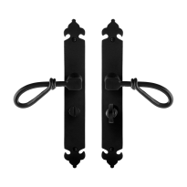 GPF6255.60 smeedijzer zwarte deurkruk Sula op langschild WC57/5, 291x41x4mm