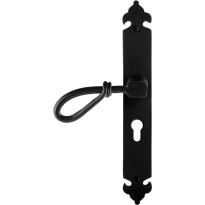 GPF6255.60L smeedijzer zwarte deurkruk Sula op langschild PC55 291x41x4mm, linkswijzend