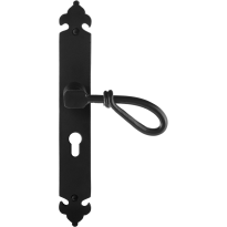 GPF6255.60R smeedijzer zwarte deurkruk Sula op langschild PC55 291x41x4mm, rechtswijzend