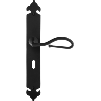 GPF6260.60R smeedijzer zwarte deurkruk Lumi op langschild BB56 291x41x4mm, rechtswijzend