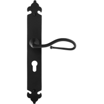 GPF6260.60R smeedijzer zwarte deurkruk Lumi op langschild PC55 291x41x4mm, rechtswijzend