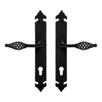 GPF6265.60 smeedijzer zwarte deurkruk Tane op langschild PC85, 291x41x4mm