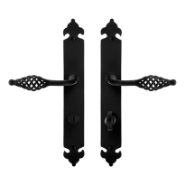 GPF6265.60 smeedijzer zwarte deurkruk Tane op langschild WC72/8, 291x41x4mm