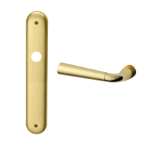 S100L Start deurkruk op langschild blind linkswijzend, messing gepolijst/satinmessing