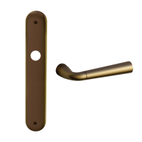 S100R Start deurkruk op langschild PC55 rechtswijzend, matbrons