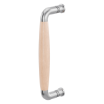 Deurgreep jaren 30 Ika RVS geborsteld met beukenhout 207x63mm