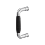 Deurgreep jaren 30 Ika RVS geborsteld met ebbenhout 130x60mm<br />
