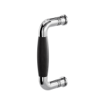 Deurgreep jaren 30 Ika RVS gepolijst met ebbenhout 130x60mm