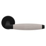 GPF4001.61-H3 Ika XL deurkruk zwart/ eiken whitewash haaks met trapezium eindknop op rond rozet