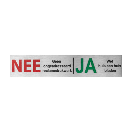 RVS Nee/Ja brievenbusbordje 25x125x1 mm