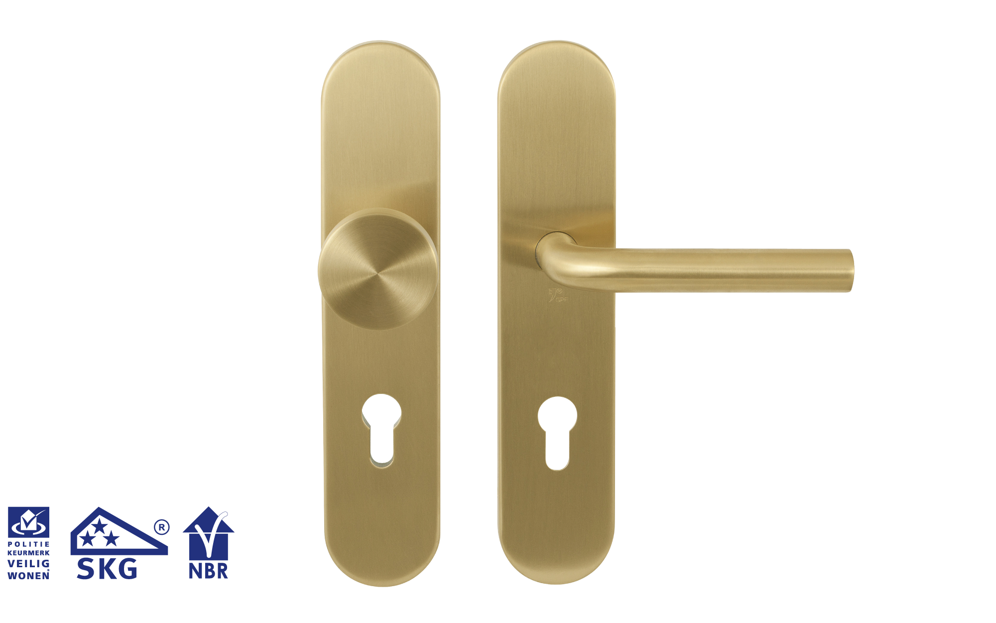 GPF veiligheidsgarnituur in PVD mat messing